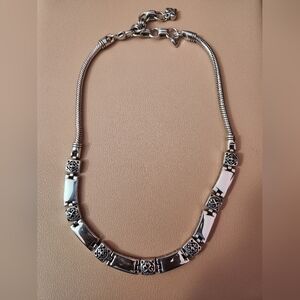 Vintage Brighton Tribeca Silver Plated Rectangular Bar Link Necklace.